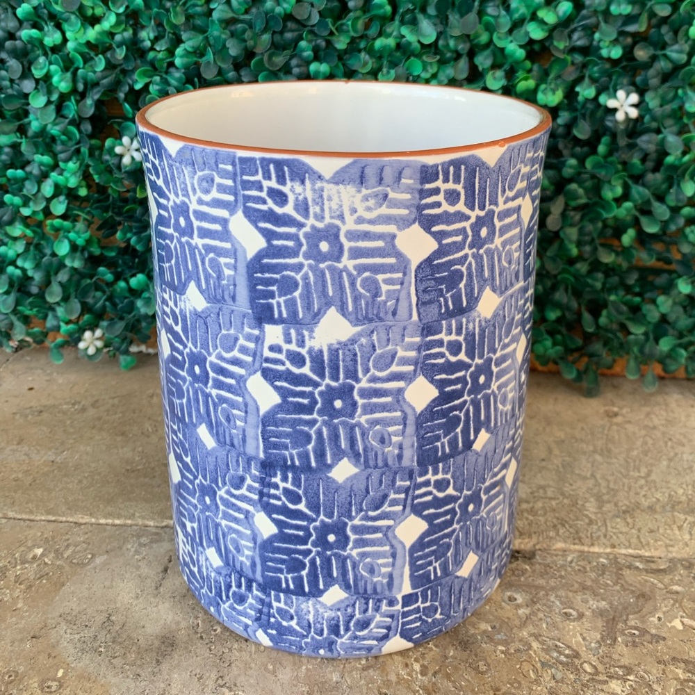 Blue and White Kitchen Utensil Holder